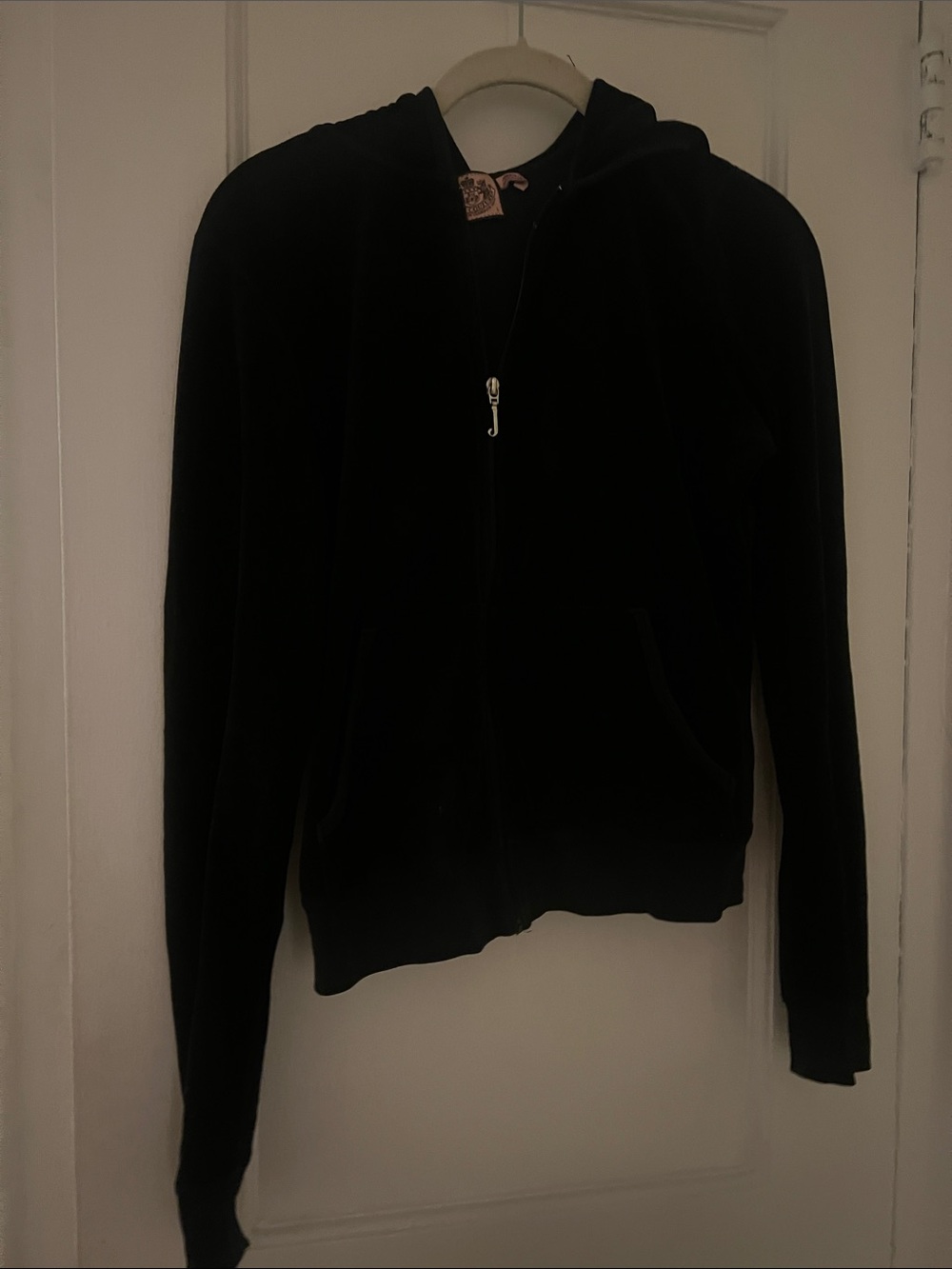 Black velour juicy couture hoodie.